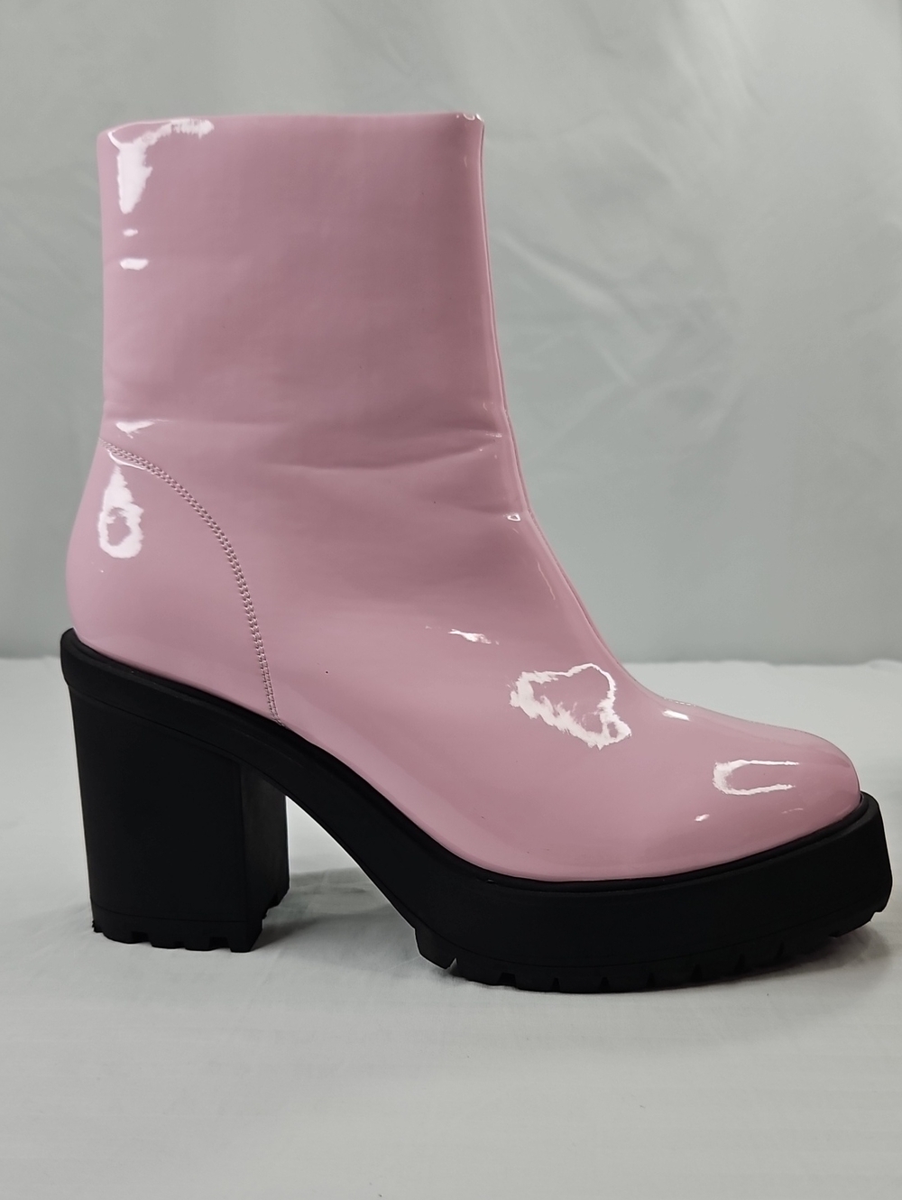 ASOS DESIGN Pink Faux Leather Platform Chelsea Boots Size 12